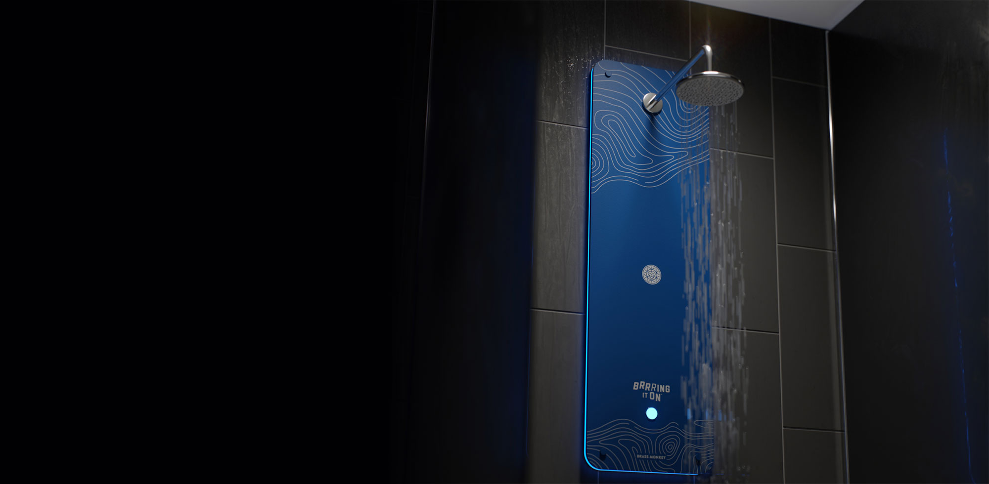 The Pro Shower wall panel in a tiled cubicle