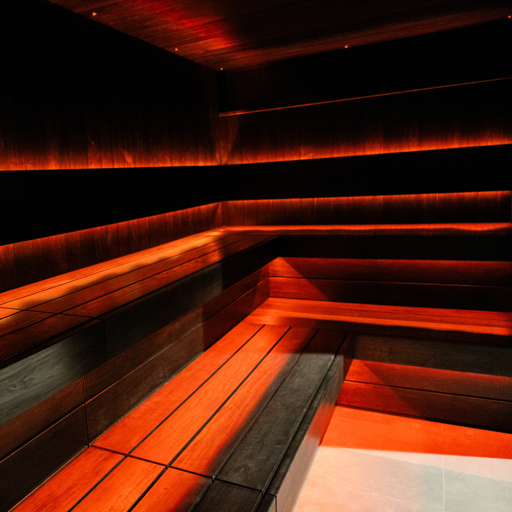 Sauna beside the ice bath at 1Rebel Chelsea